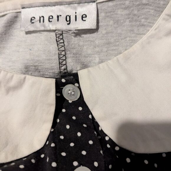 women's Y2K Energie brand black & white polka dot short‎ romper - Picture 2 of 6